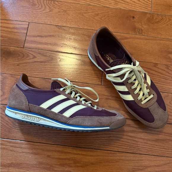 Adidas SL 72 in Maroon / Light Yellow / Brown Suede - Picture 2 of 5